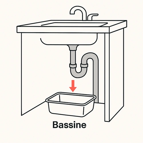 Bassine sous le siphon
